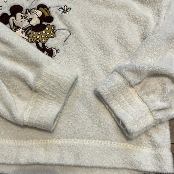 Vintage Mickey Inc Terry Cloth Sweater SZ Medium Cream 1/4 Zip Disney 90s - Picture 8 of 12